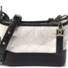 CHANEL Aged Calfskin Quilted Small Gabrielle Hobo Black White