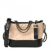 CHANEL Aged Calfskin Quilted Small Gabrielle Hobo Beige Black