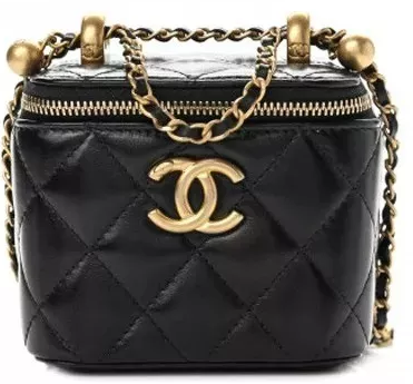 CHANEL Calfskin Quilted Mini Perfect Fit Vanity Case With Chain Black